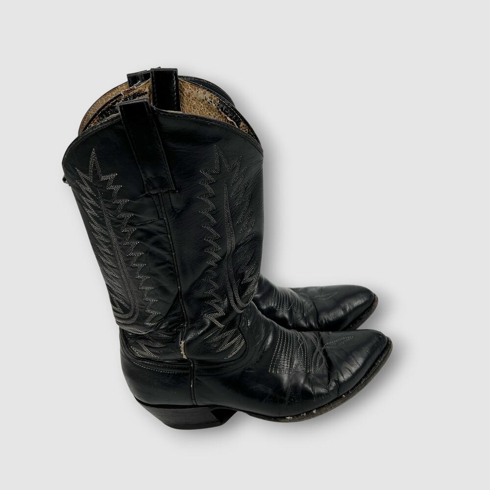 Vintage Cowtown Black Leather Western Cowboy Boots Men’s 9D Handmade USA - Picture 4 of 10